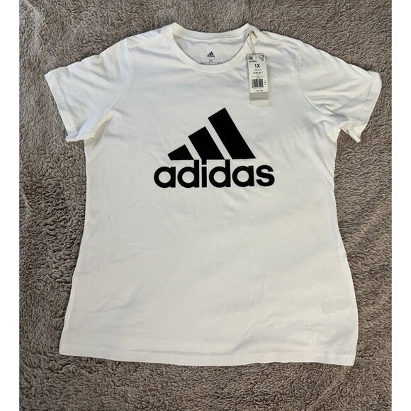 Adidas Womens Regular fit Short Sleeve Logo T-Shirt Shirt White Solid - Picture 2 of 11